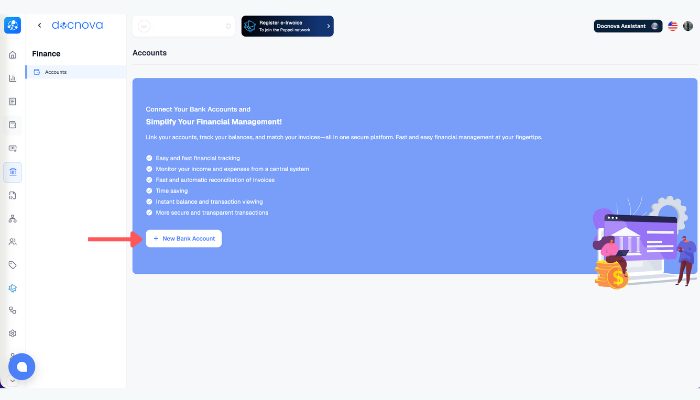 Peppol registration with bank account – step 2