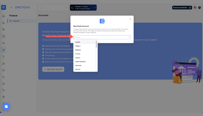 Peppol registration with bank account – step 3