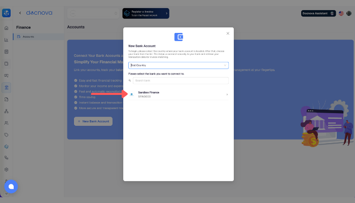 Peppol registration with bank account – step 4