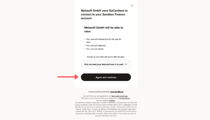 Peppol registration with bank account – step 5